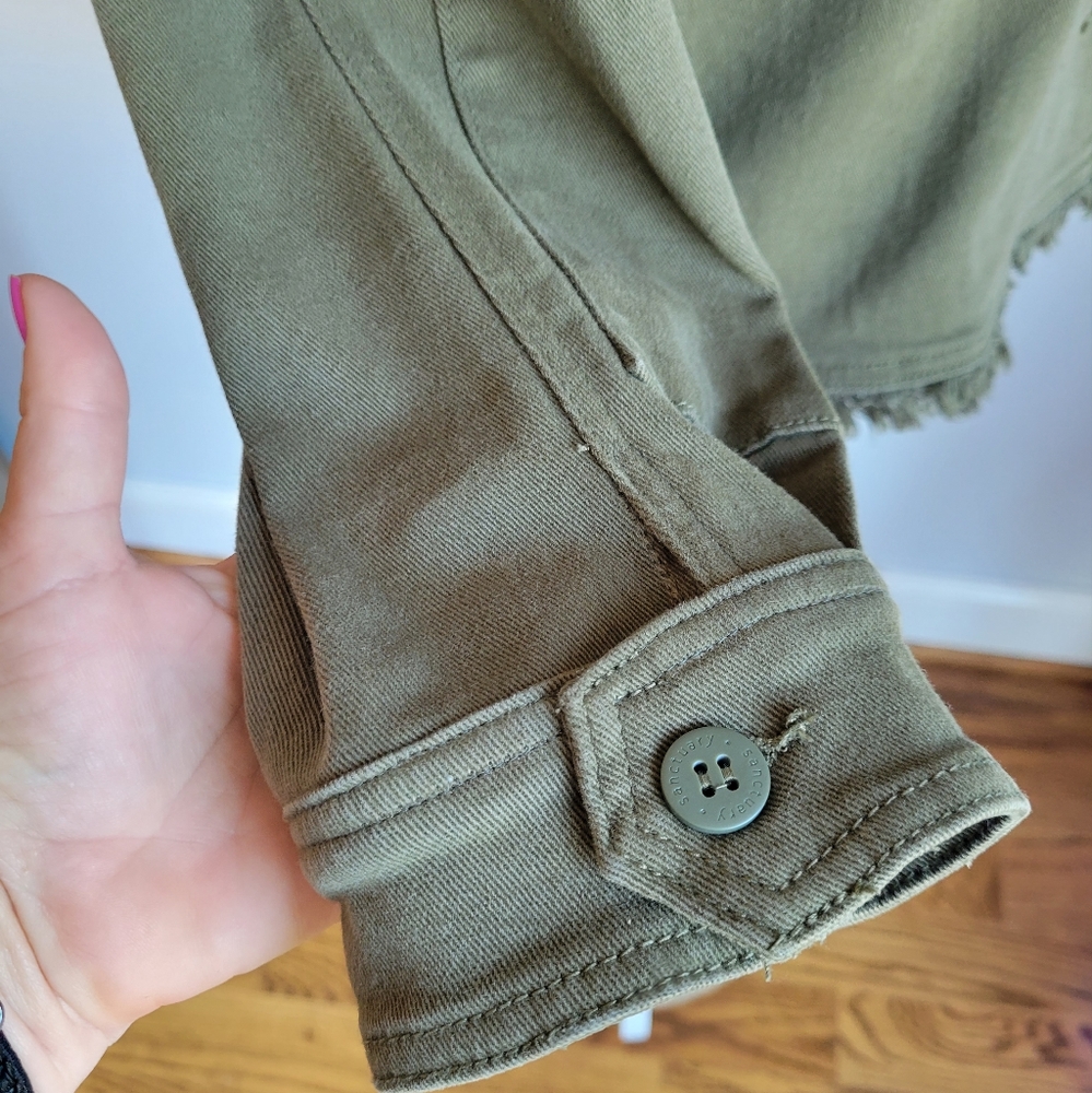 Anthropologie, New, Sanctuary Army Olive Green Utility Denim Jacket, Large - Picture 9 of 15